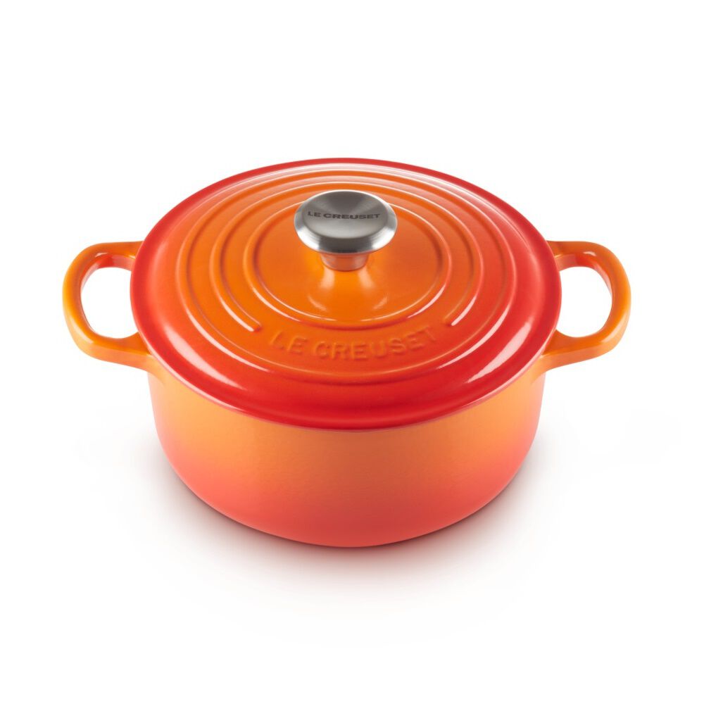 典藏琺瑯鑄鐵圓鍋20cm(火焰橘-鋼頭) 090 | Le Creuset 台灣