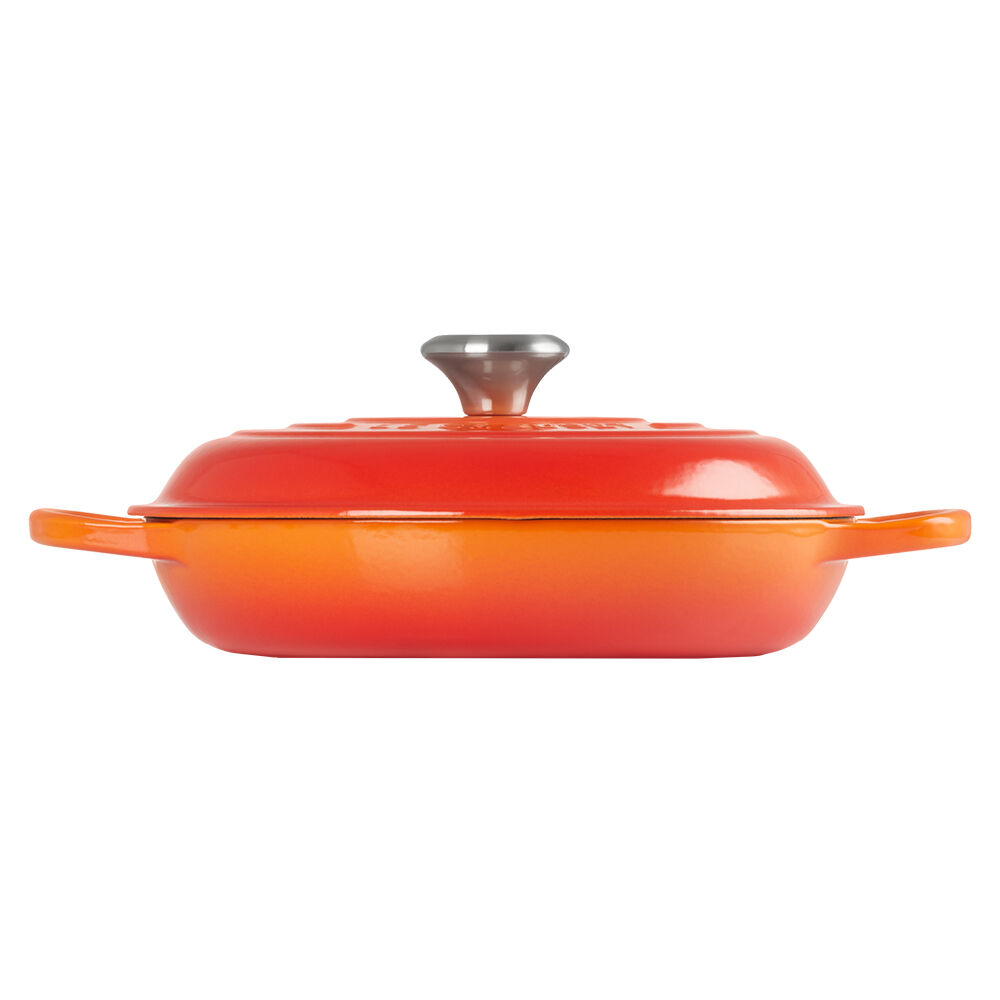 典藏琺瑯鑄鐵淺底鍋26cm(火焰橘-鋼頭-內鍋白) 090 | Le Creuset 台灣