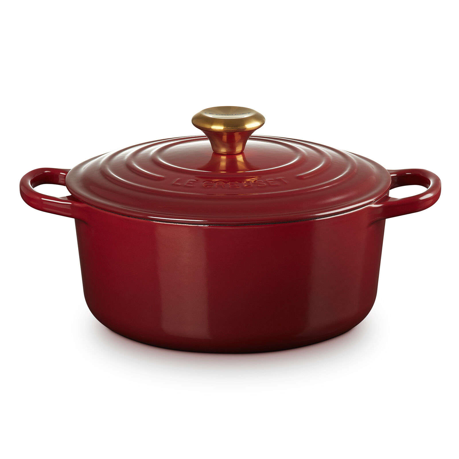 典藏琺瑯鑄鐵圓鍋24cm(醇酒紅-金頭-內鍋白) 949 | Le Creuset 台灣