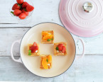 puff pastry with fruits, Buffet Casserole, pink